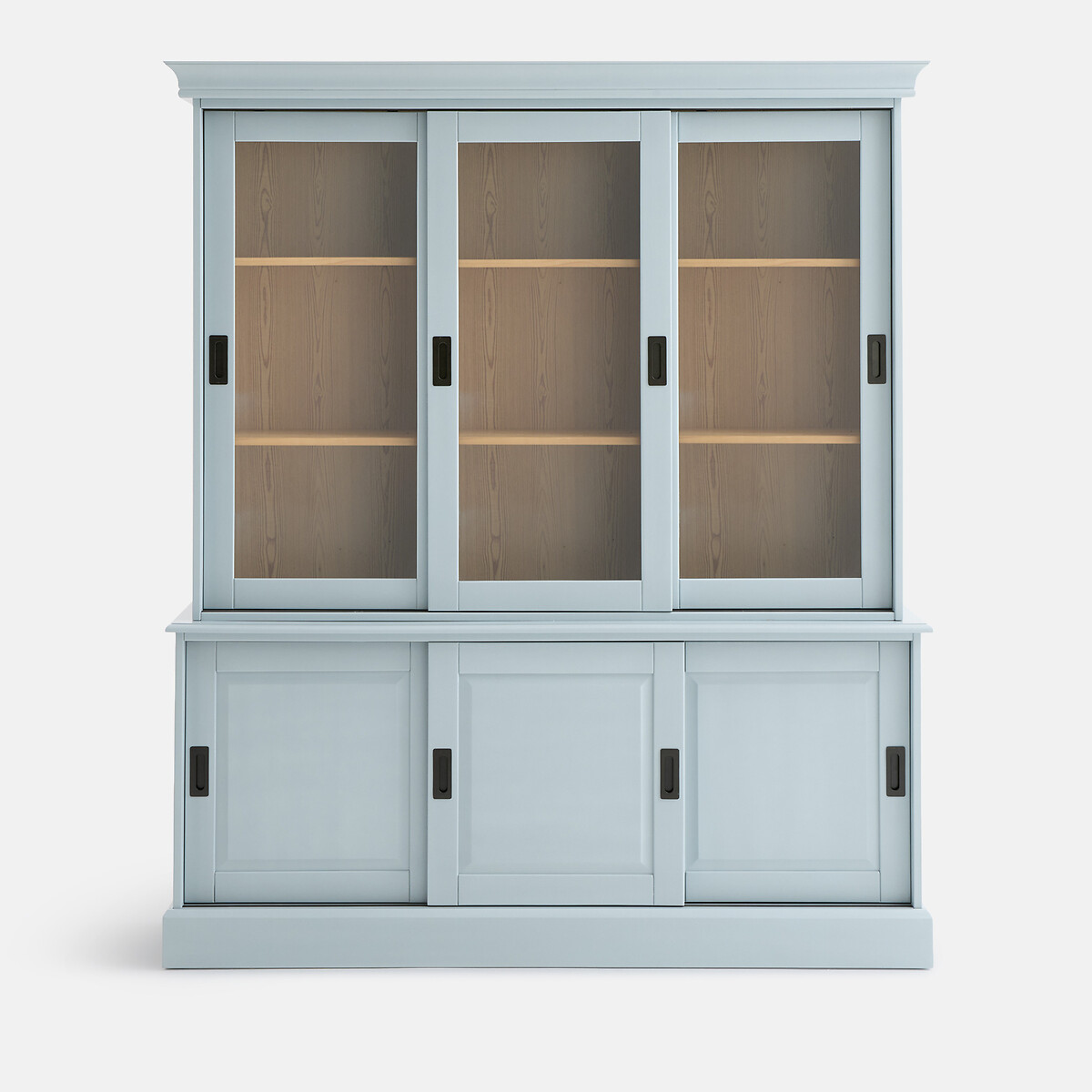Geschirrschrank POIRET, 6 Türen, aus massiver Kiefer und MDF grautürkis, LA REDOUTE INTERIEURS