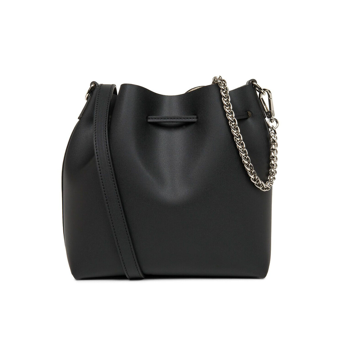 Pur & Element Small Bucket Bag in Leather black, LANCASTER