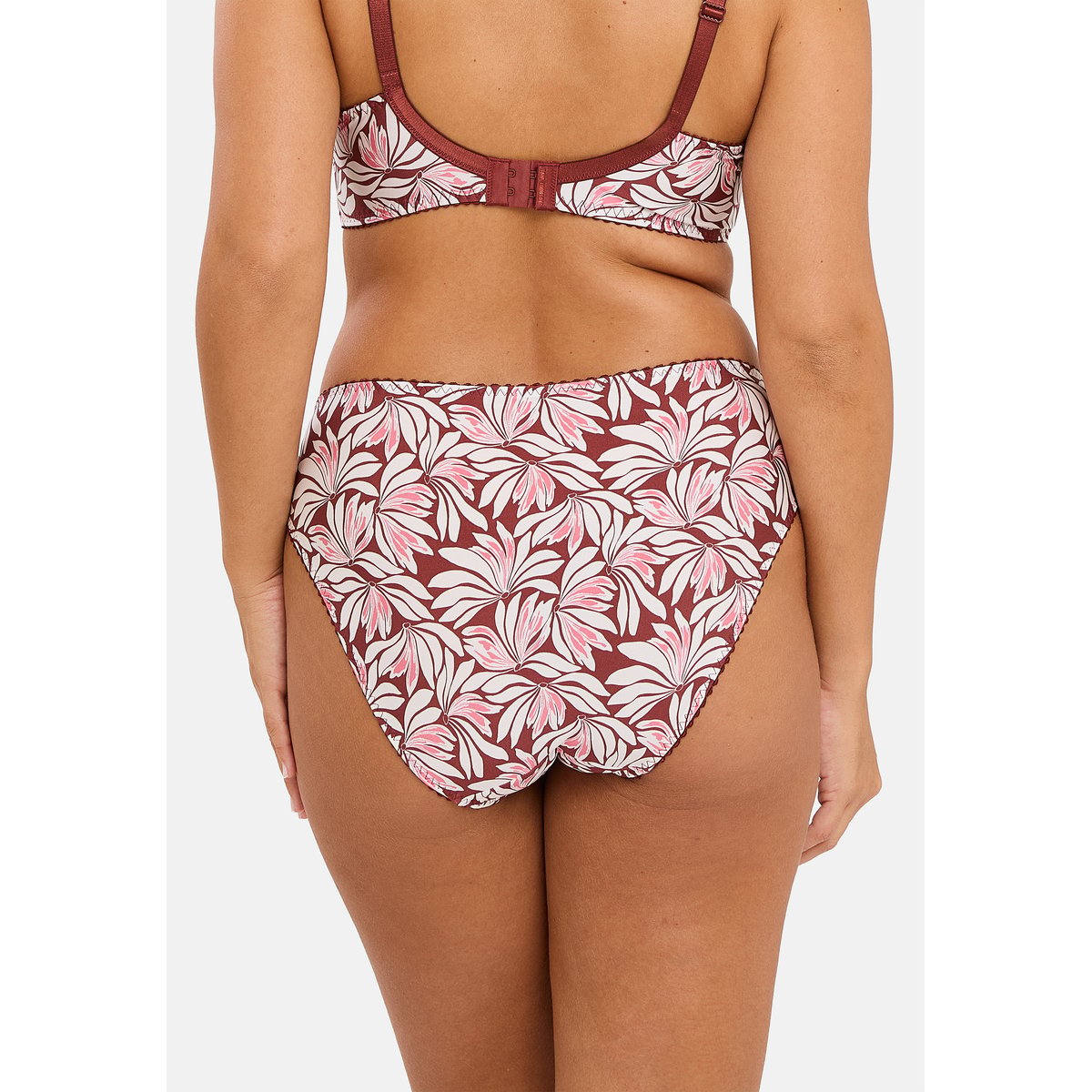 Slip dentelle et microfibre Amelie Print floral rouge cabernet, SANS COMPLEXE