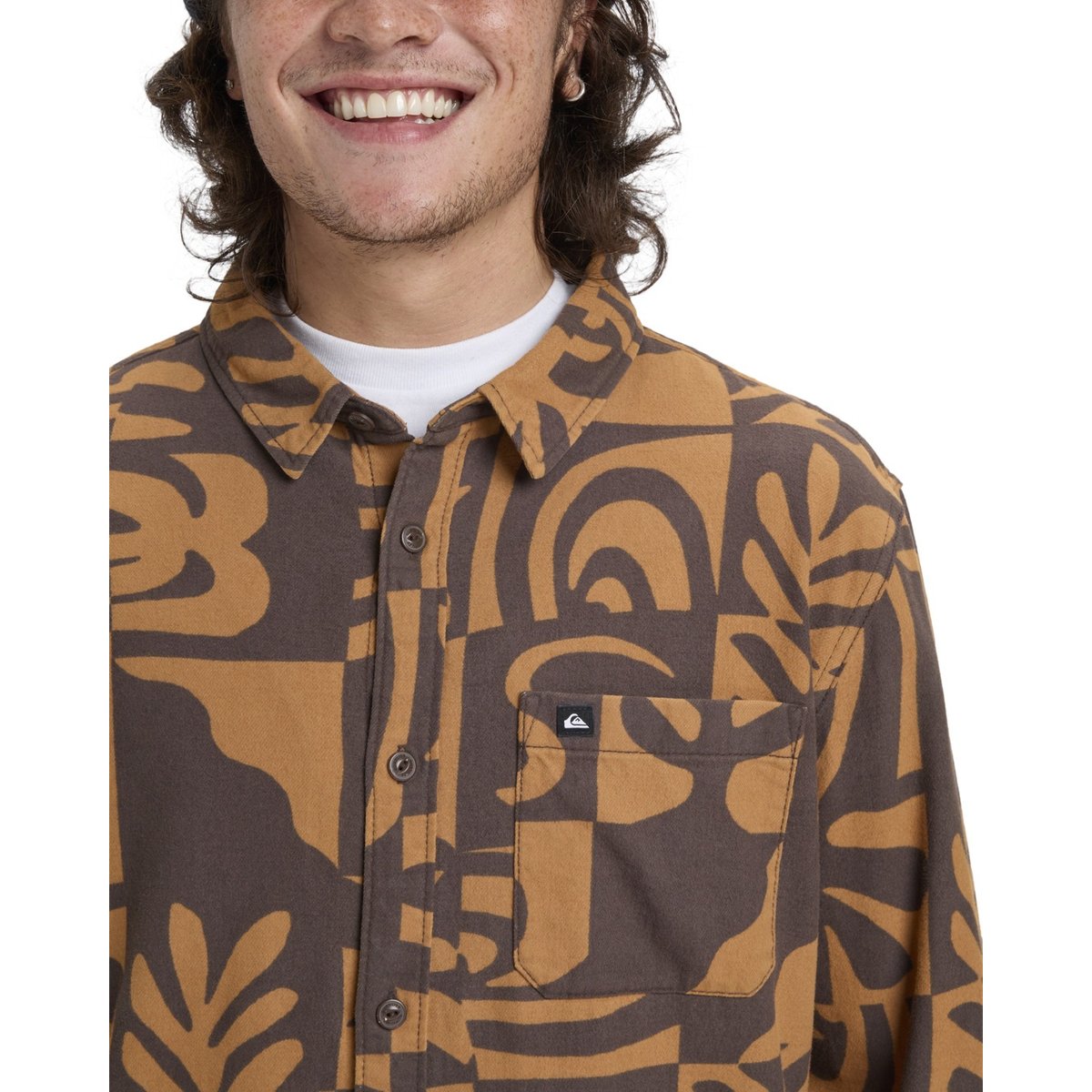 Chemise manches longues MOTHERFLY PRINTED marron almond desert checker, QUIKSILVER