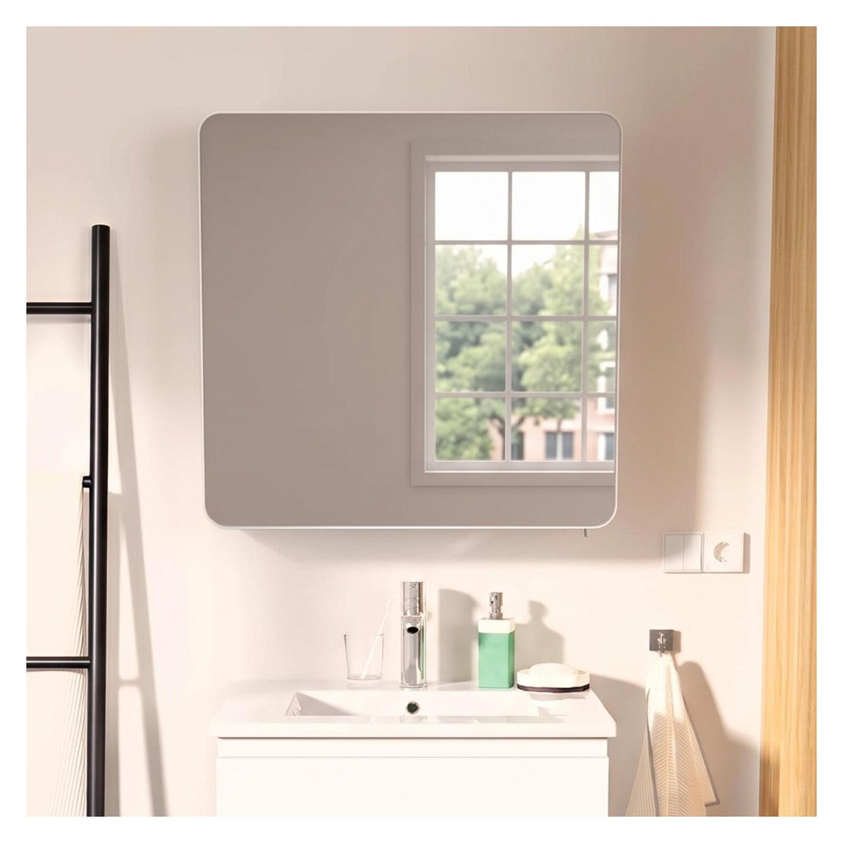 Armoire de toilette miroir rectangulaire 60cm blanc, MOB IN