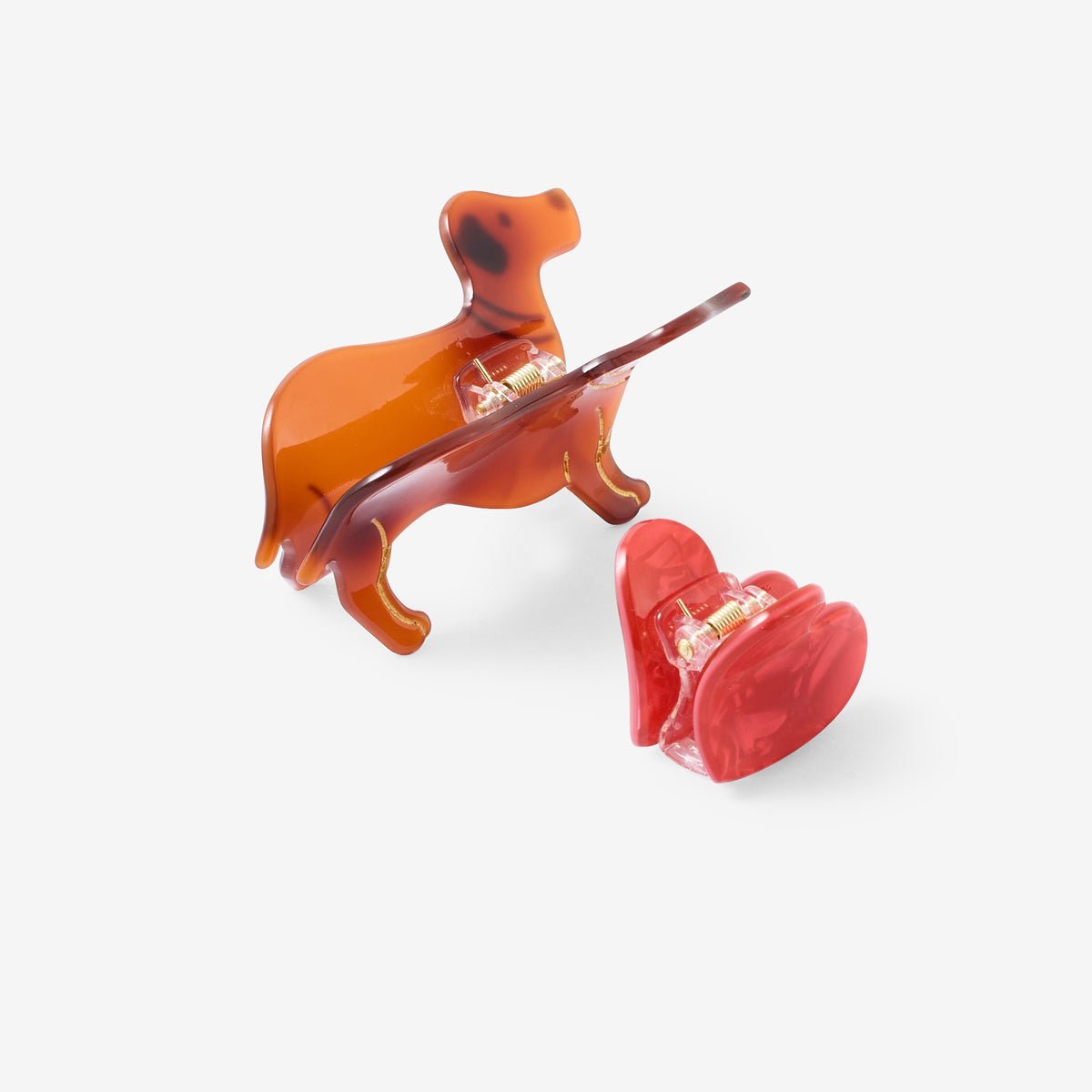 Set de 2 pinces à cheveux : teckel et cœur rouge, BALABOOSTE