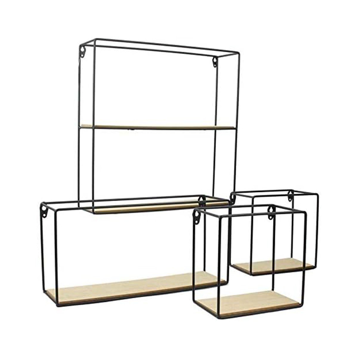 Etagères 4 pièces bois et métal - H38 cm noir, CALICOSY