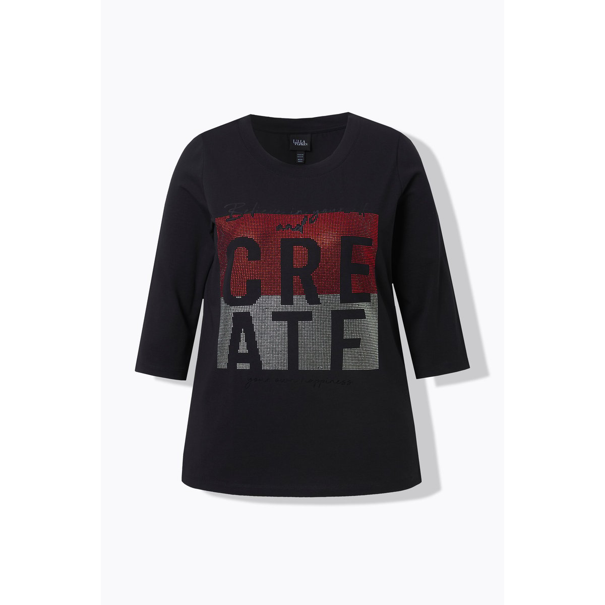 T-shirt avec message imprimé noir, ULLA POPKEN