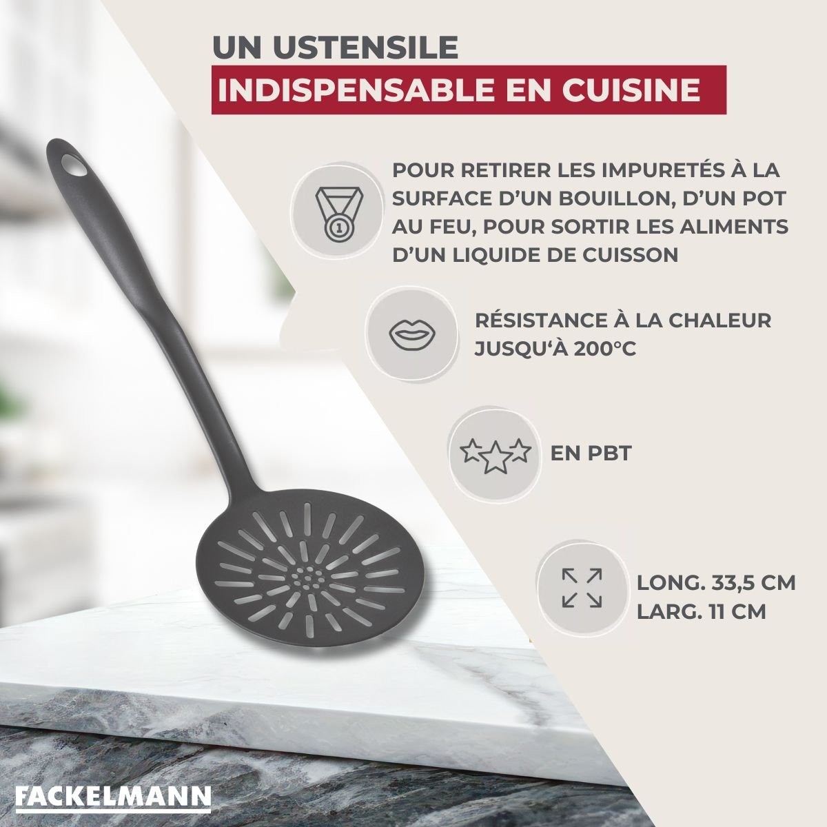 Écumoire CLIP gris, FACKELMANN