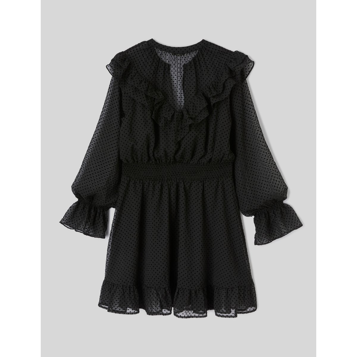 Robe courte à volants noir, BZB