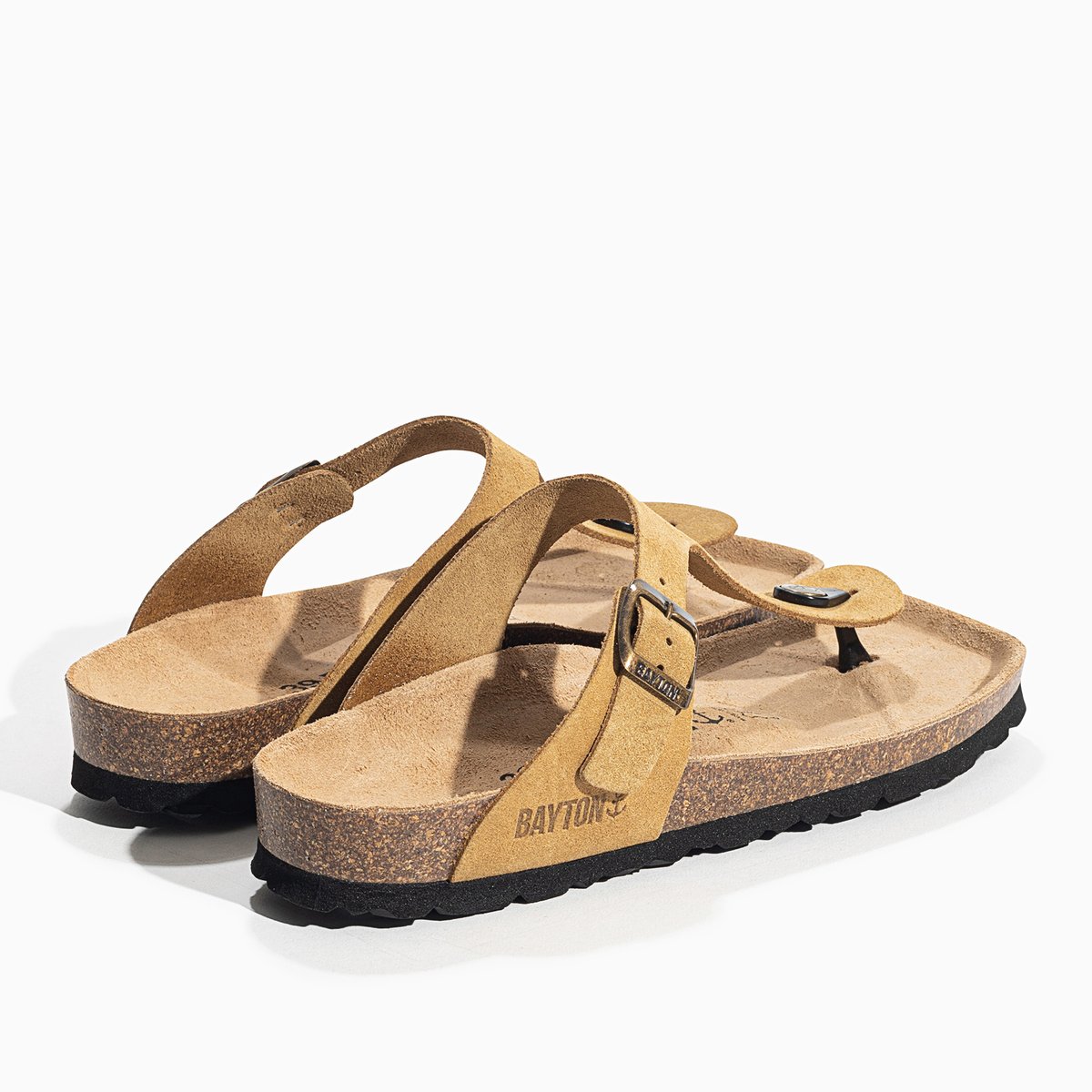 Tongs en cuir suedé MERCURE camel, BAYTON