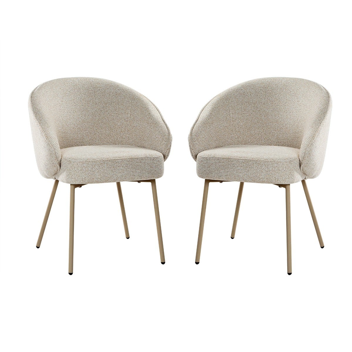 Lot de 2 Chaises en tissu et métal PIA beige, CALICOSY
