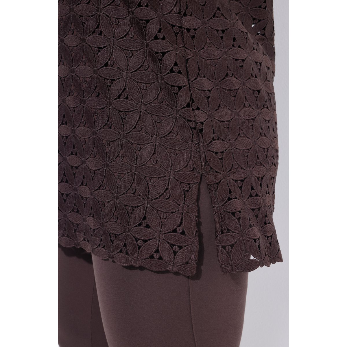 Tunique avec broderies ajourées marron pin, ULLA POPKEN