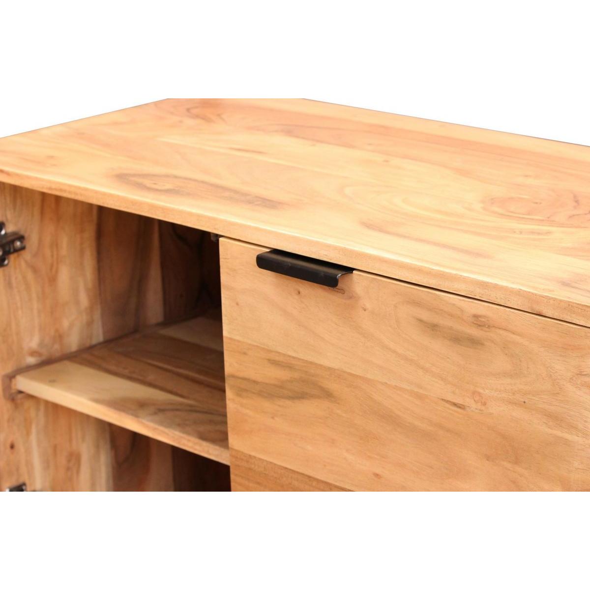 Buffet haut en bois massif et métal noir 2 portes L85 cm ARTHUS bois clair / noir, MILIBOO