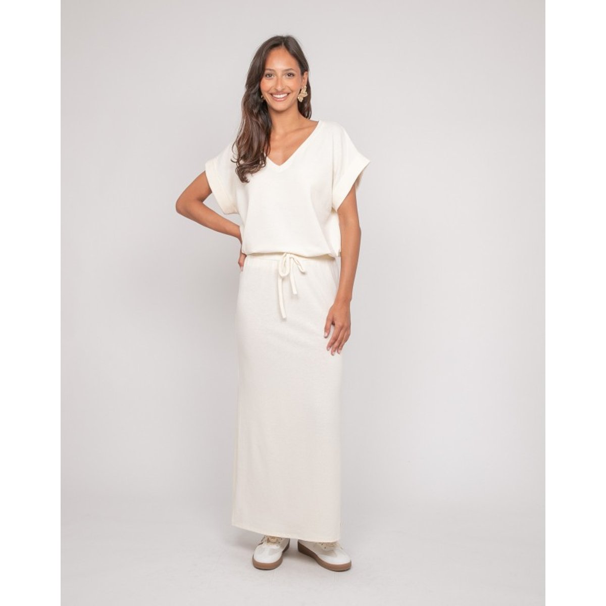 Jupe Longue Molleton Xivela gris, DONA LISA