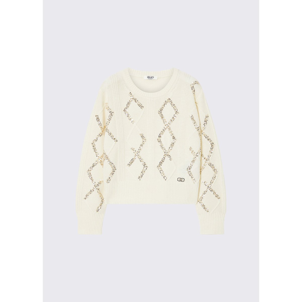 Pull en laine avec paillettes blanc, LIU JO