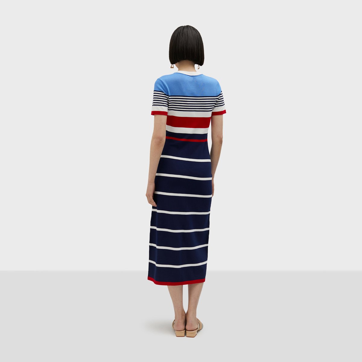 Robe moulante avec manches courtes bleu marine, LOLA CASADEMUNT