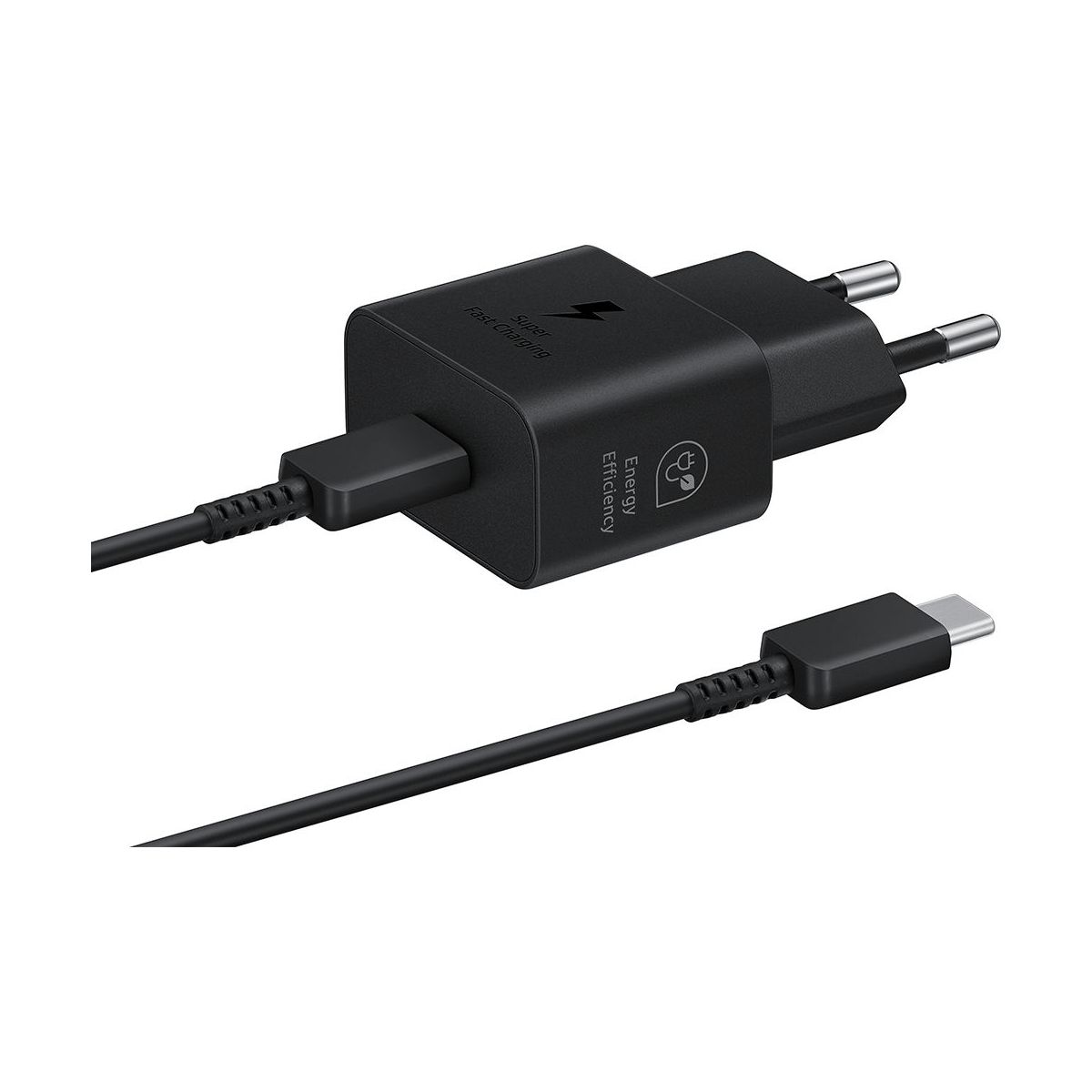Chargeur USB-C 25W Noir avec Câble usb type C couleur unique, SAMSUNG