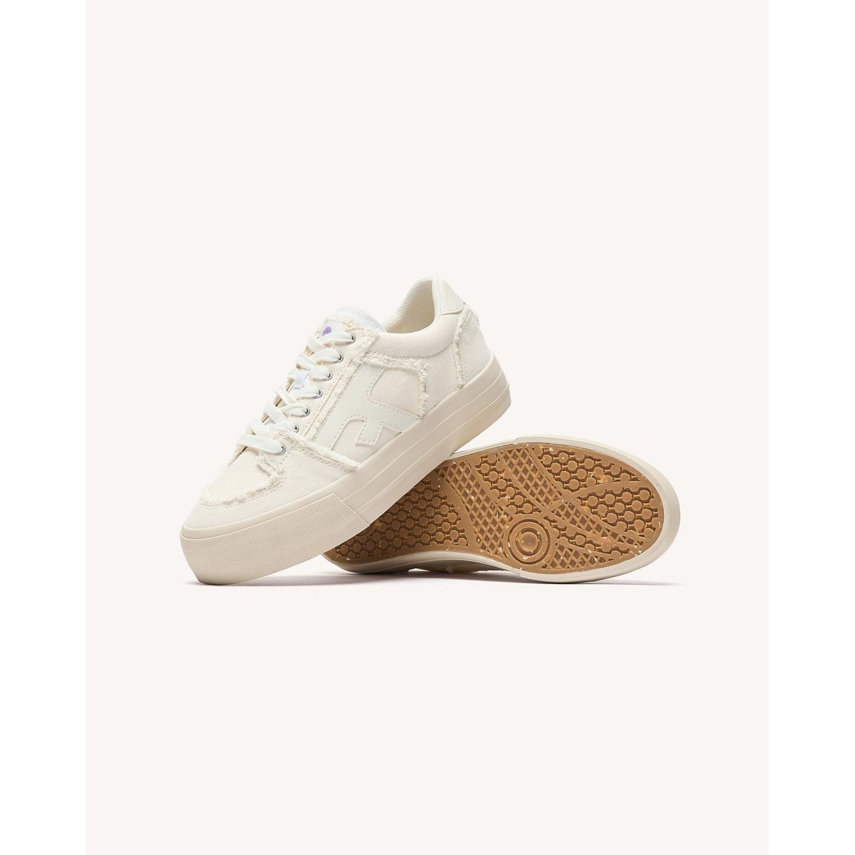 Tennis basses tissu WALNUT PLATFORM blanc, FAGUO