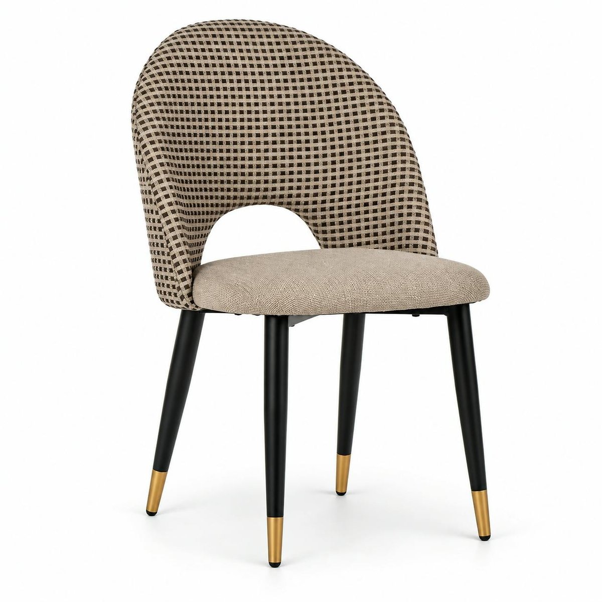 Chaise salle à manger tissu quadrillé taupe (lot de 2) MALMOE taupe, PIER IMPORT