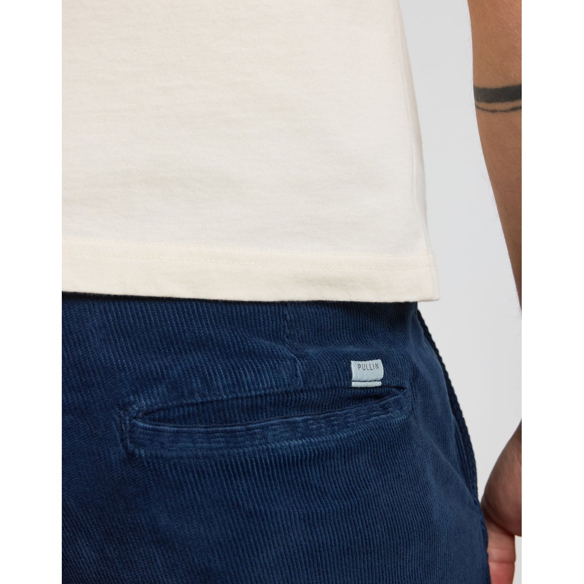 PANTALON CHINO VELOURS ROYROMA bleu foncé, PULLIN