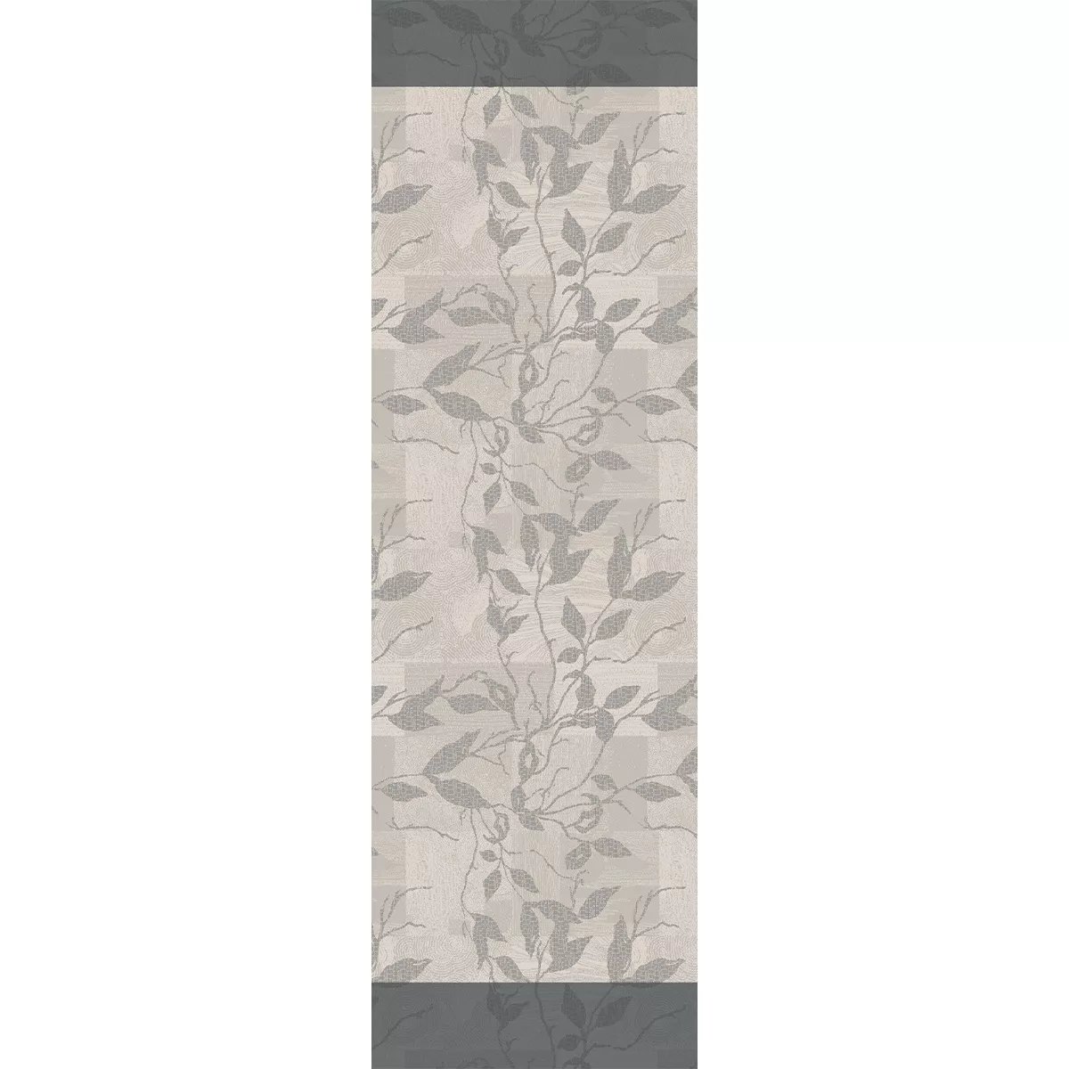 Chemin de table pur coton MILLE PRUNUS silver, GARNIER THIEBAUT