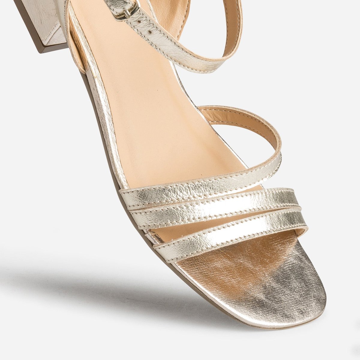 Sandale Plate en cuir NINA-LOU champagne, ERAM