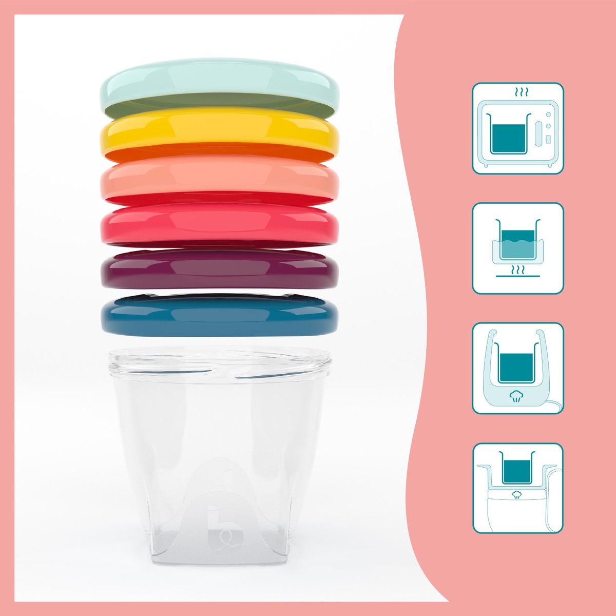 Pots de conservation Babybol avec cuillères transparent, BABYMOOV