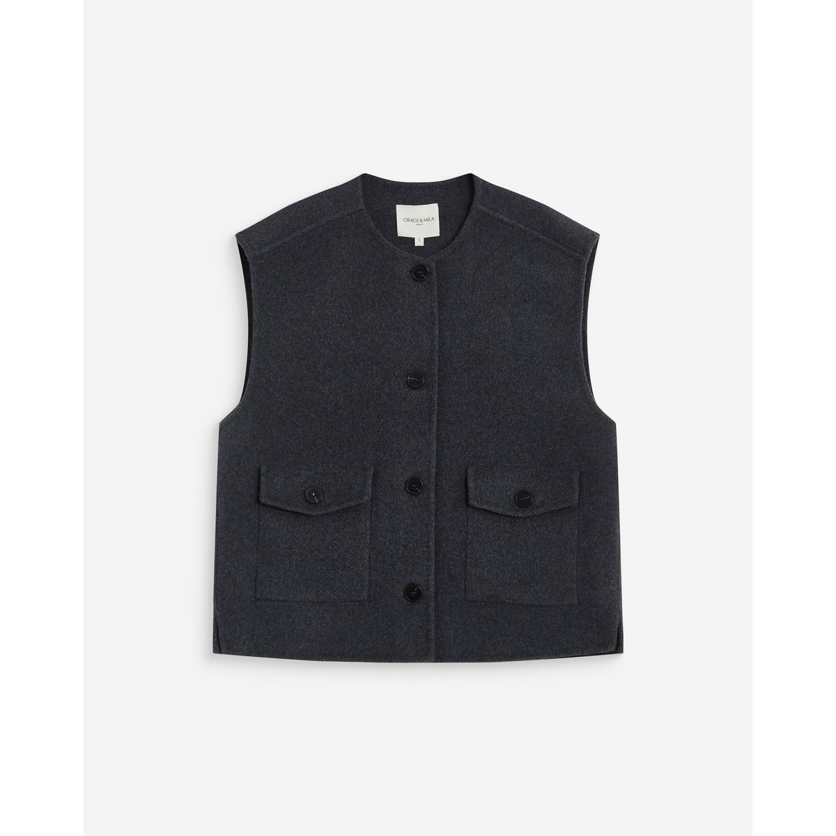 Veste sans manches oversize sable Adagio anthracite, GRACE & MILA