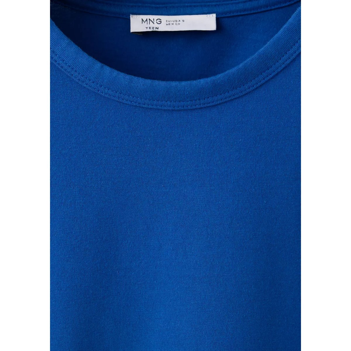 T-shirt coton manches courtes bleu électrique, MANGO TEEN