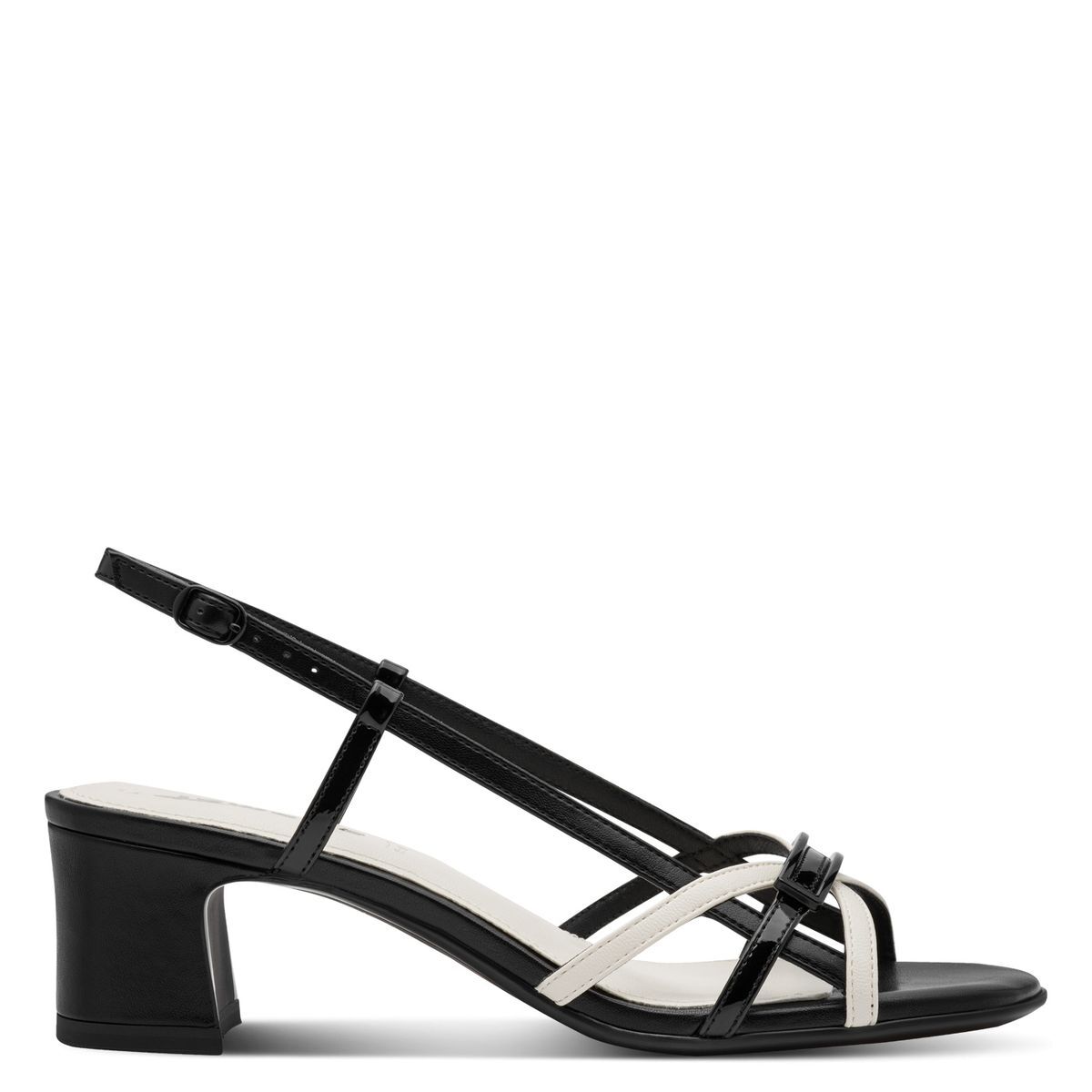 Sandale à talon talon bloc noir combiné, TAMARIS