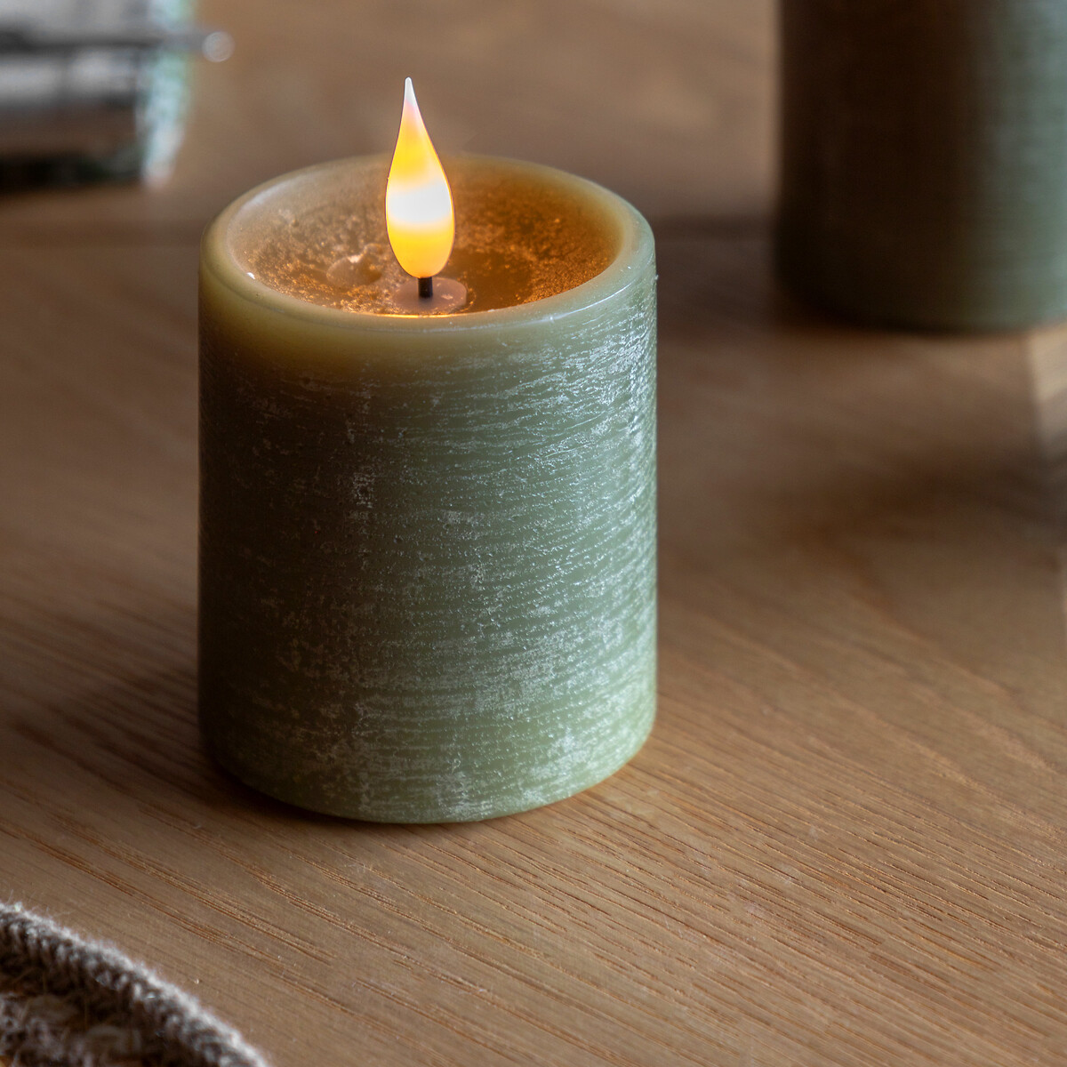 Set of 3 LED 1-Wick Candles in Olive green, ÉDITÉ