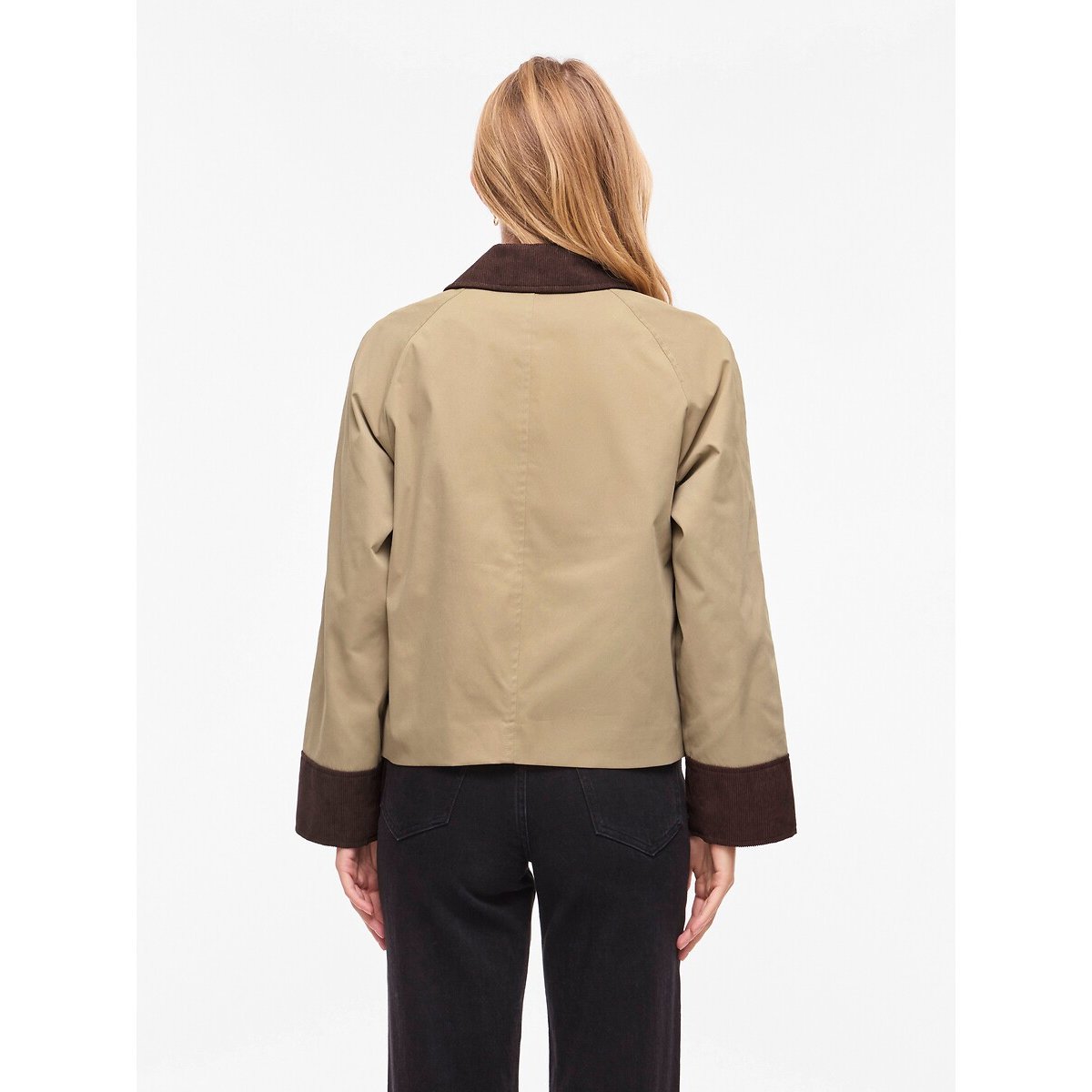 Short Dual Fabric Trench Coat beige/brown, VILA