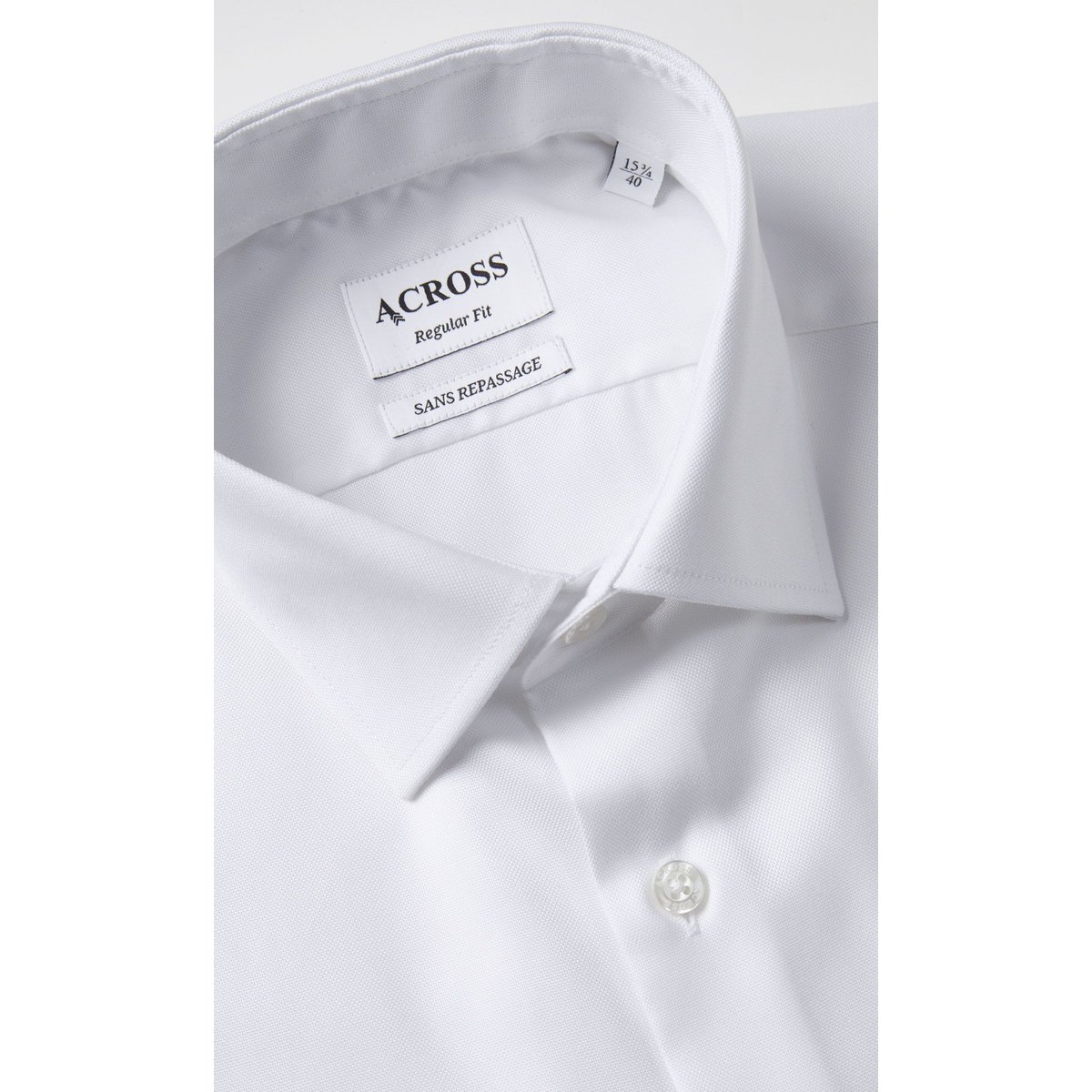 Chemise Regular fit sans repassage en double retors blanc, ACROSS