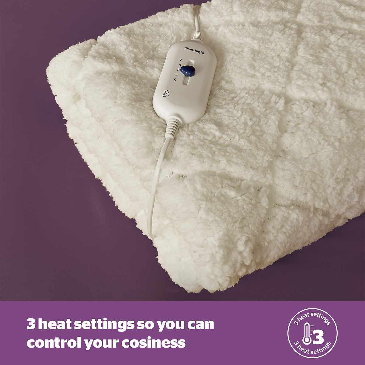 King Comfort Control Teddy Fleece Electric Blanket cream, SILENTNIGHT