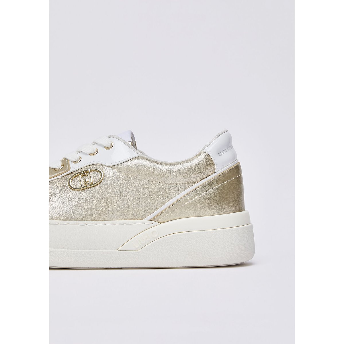 Baskets en cuir laminé or clair, LIU JO