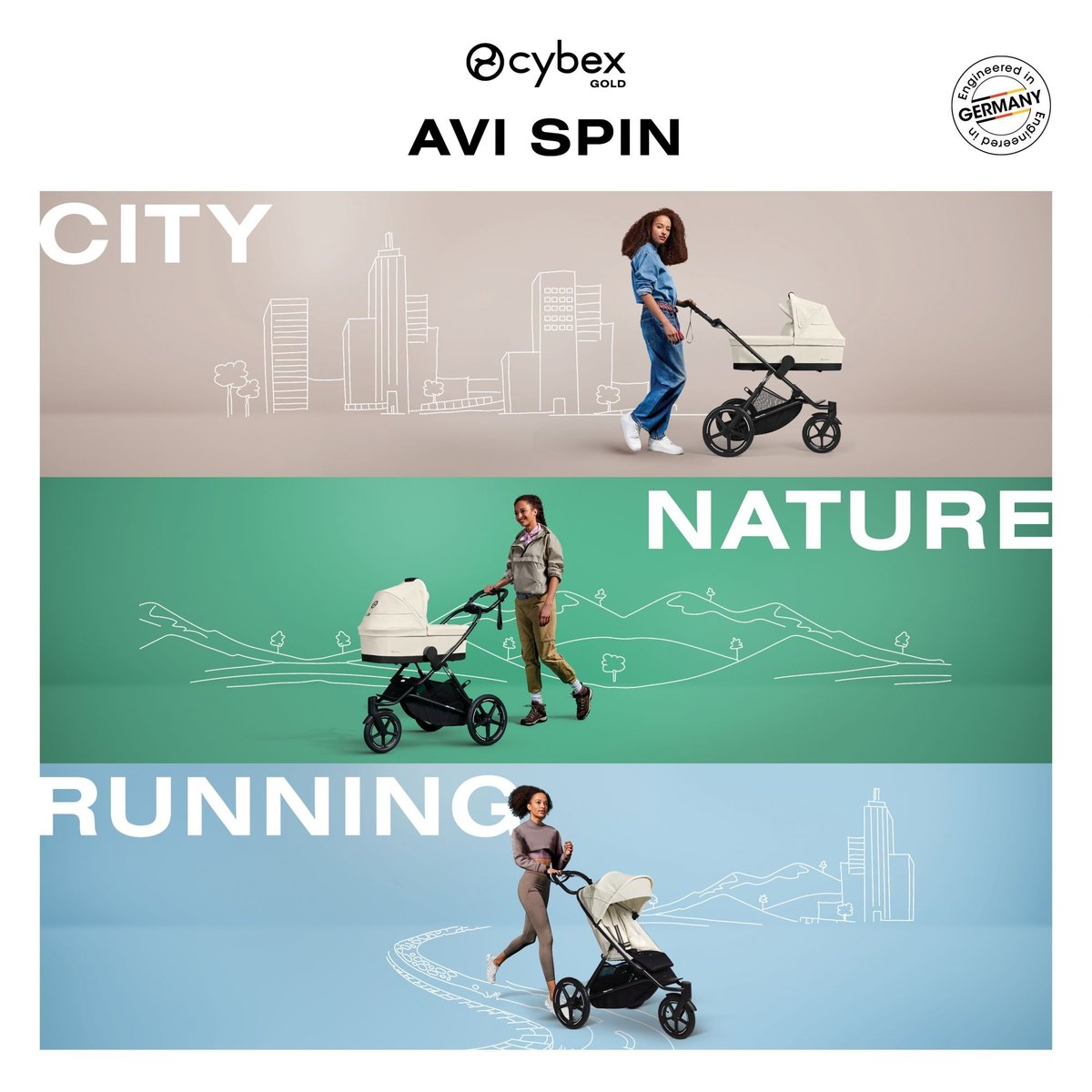 Poussette Avi Spin 3 roues stormy blue, CYBEX