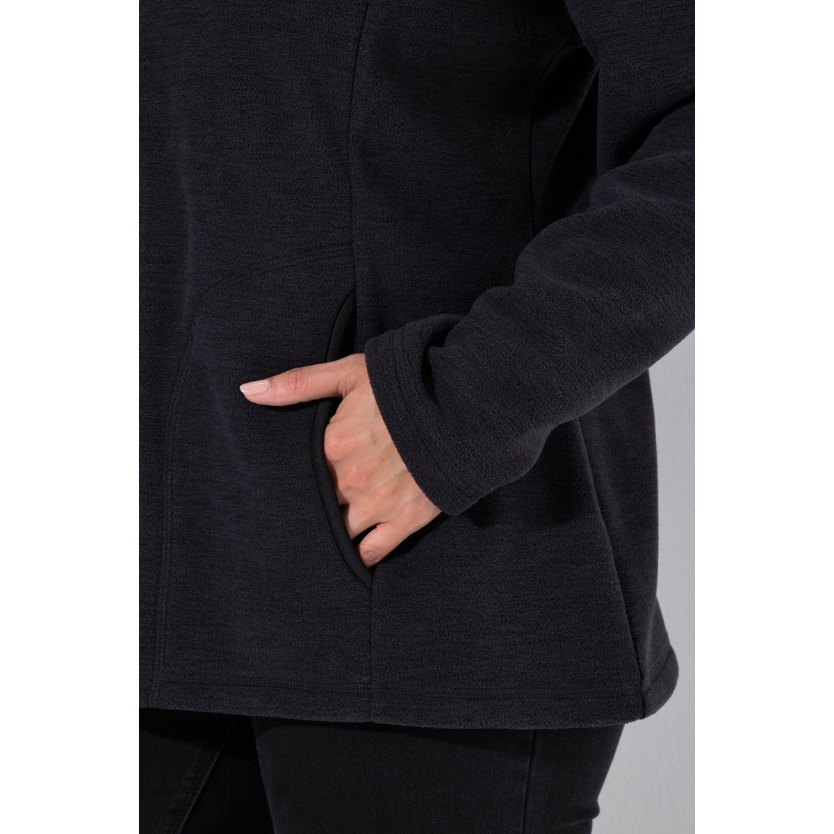 Veste en polaire chinée, col montant noir, ULLA POPKEN