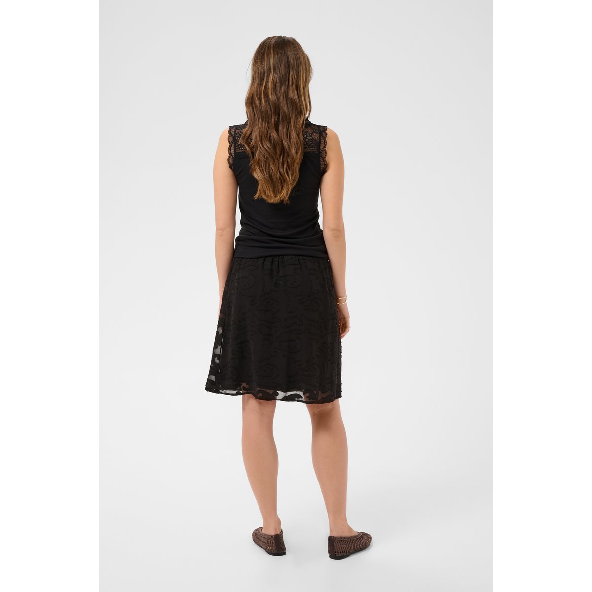 Jupe - tissage léger noir, CREAM