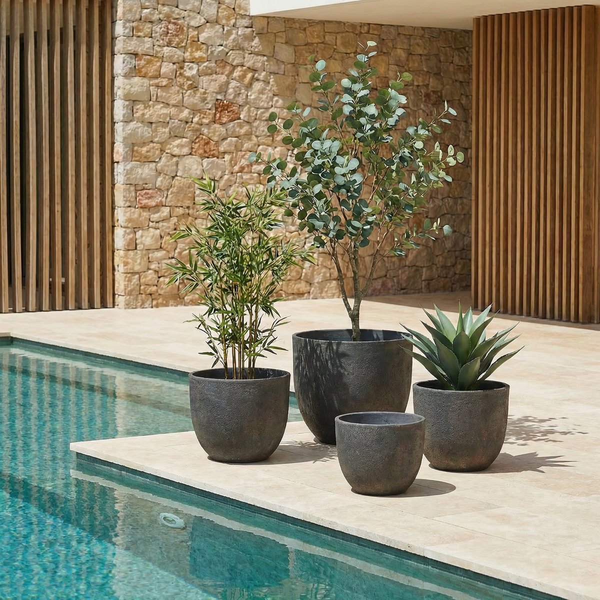 Cache-pot décoratif en ciment H45 TERRA marron foncé, SIA DECO