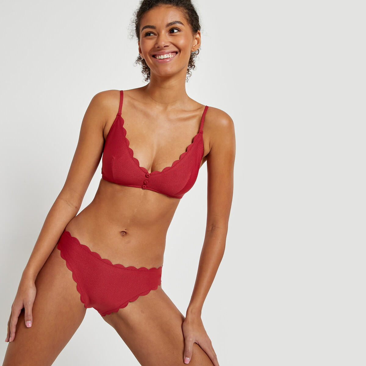 Culotte per bikini, maglia piqué granata, ANNE WEYBURN