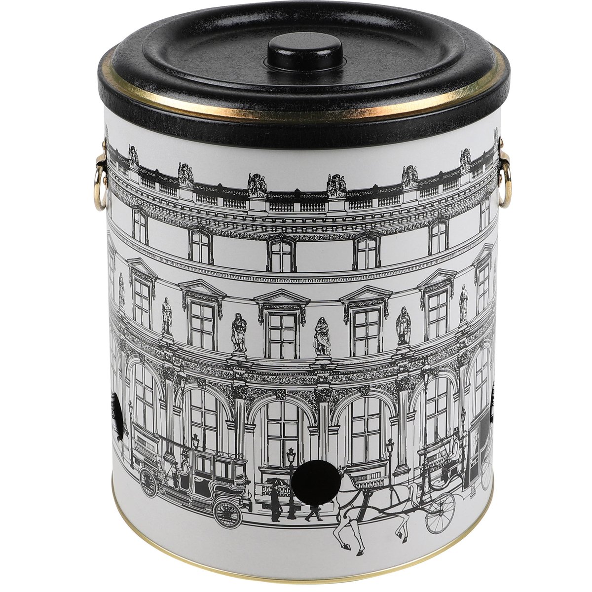 Boîte à pommes de terre en métal noir, blanc et doré noir & blanc, WADIGA