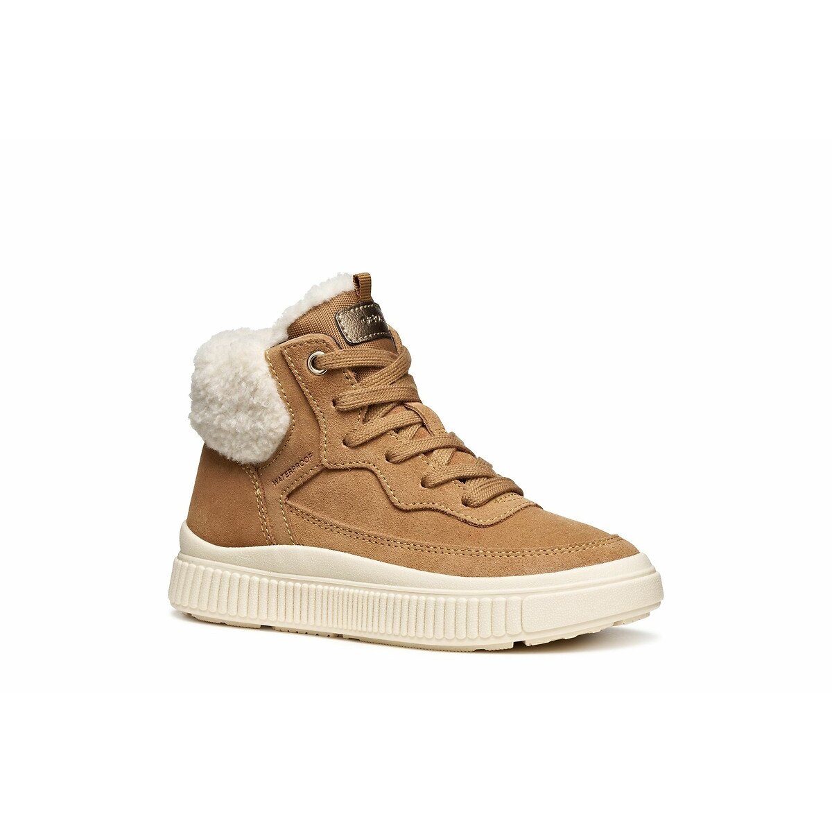 Kids Laquinny High Top Trainers with Faux Fur Lining brown, GEOX
