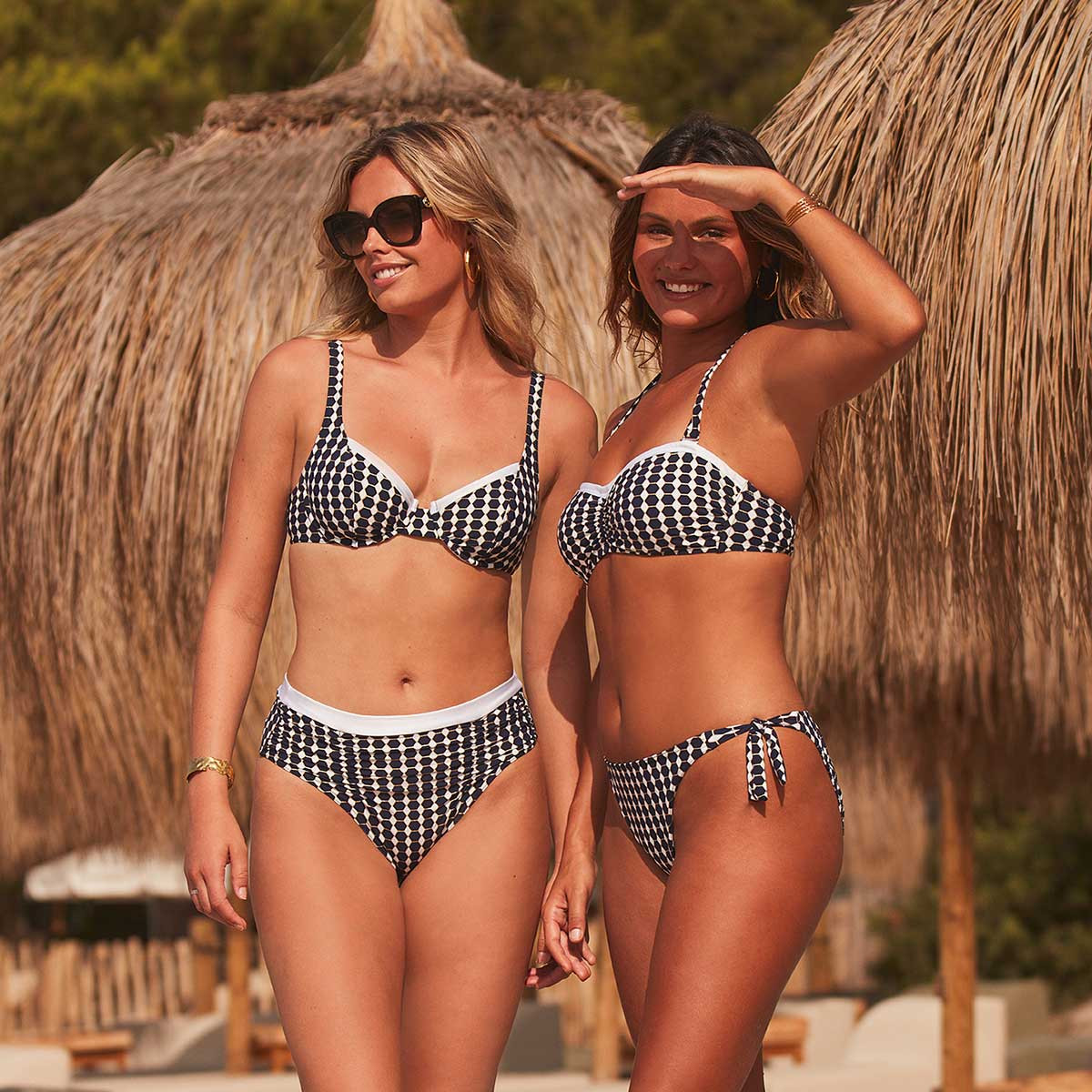 Bas de maillot culotte drapée haute BRASILIA marine, JANINE ROBIN