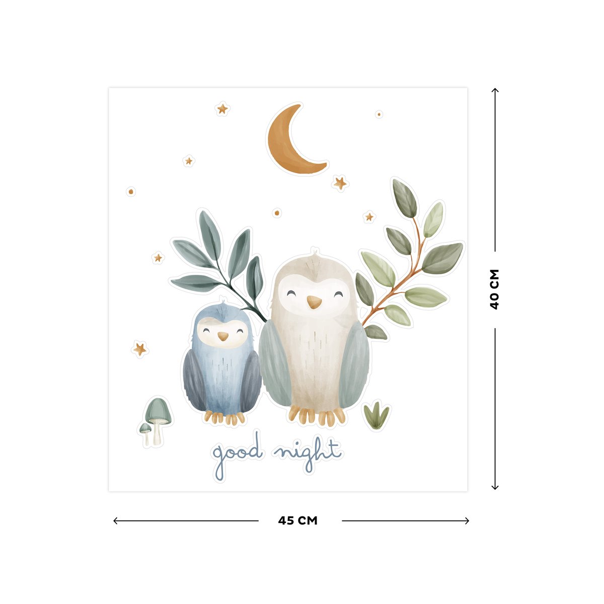 Stickers muraux pour enfant Petit hibou coloris pastel, LITTLE DUTCH