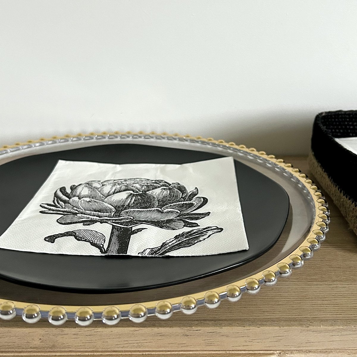 Lot de 20 serviettes papier artichaud noir, OPJET