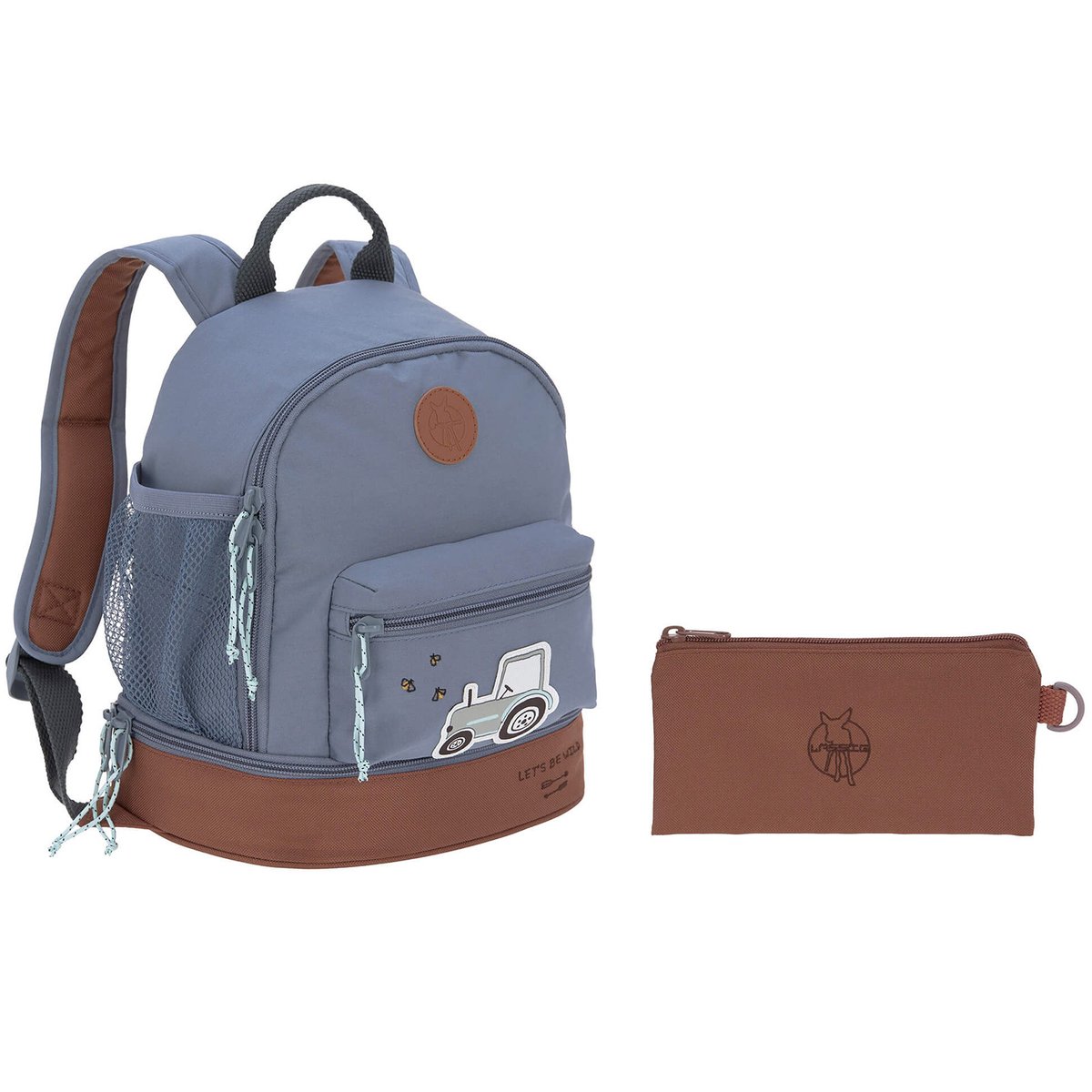 Sac à dos bébé bleu, marron, LASSIG