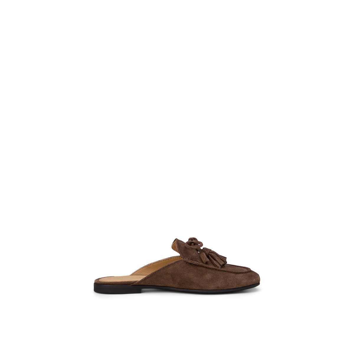 Mule modèle Safina avec nœud et glands marron fonce, MARC O'POLO