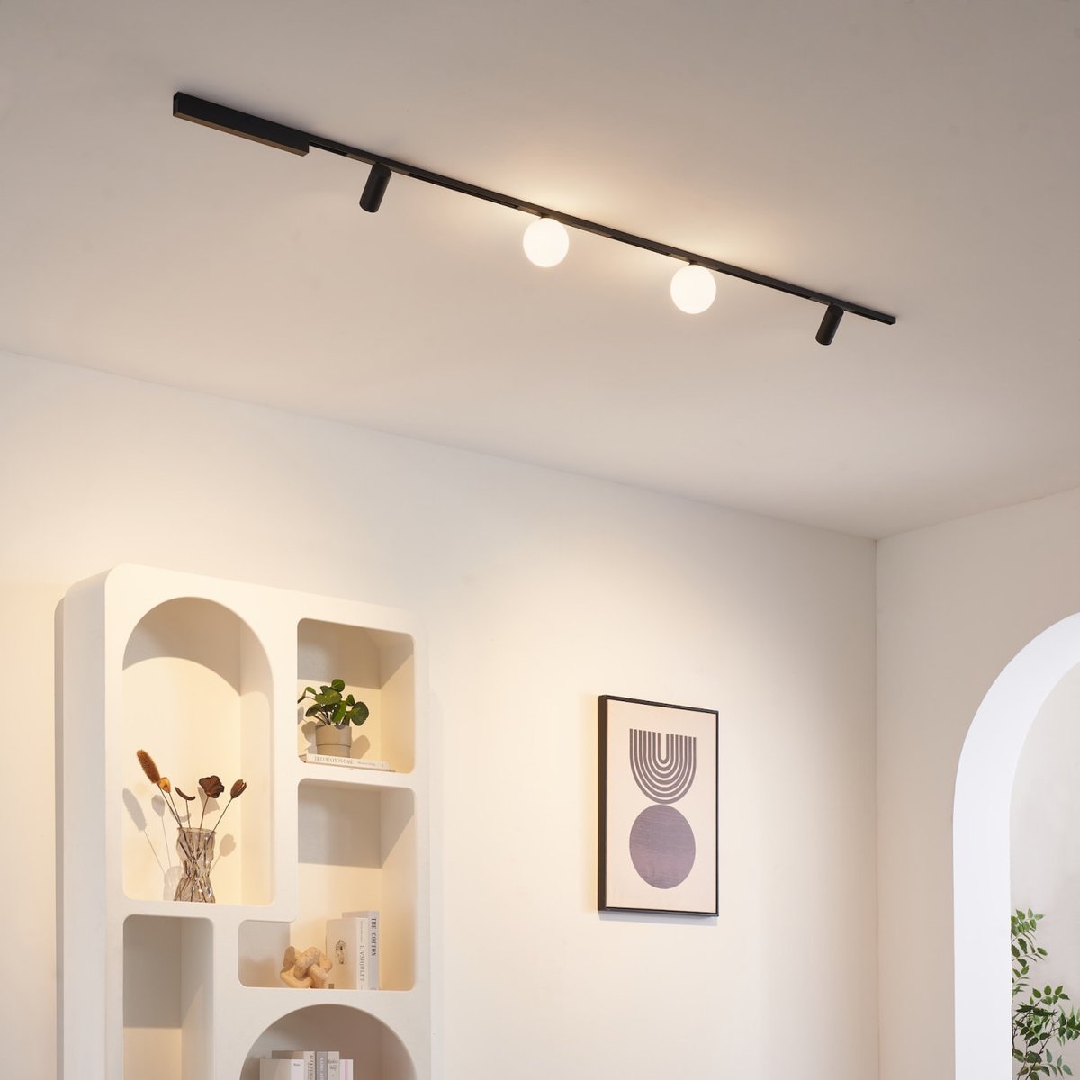 Kit 2 rails LED 2 spots + 2 boules - LYNE noir et blanc, KOSILUM