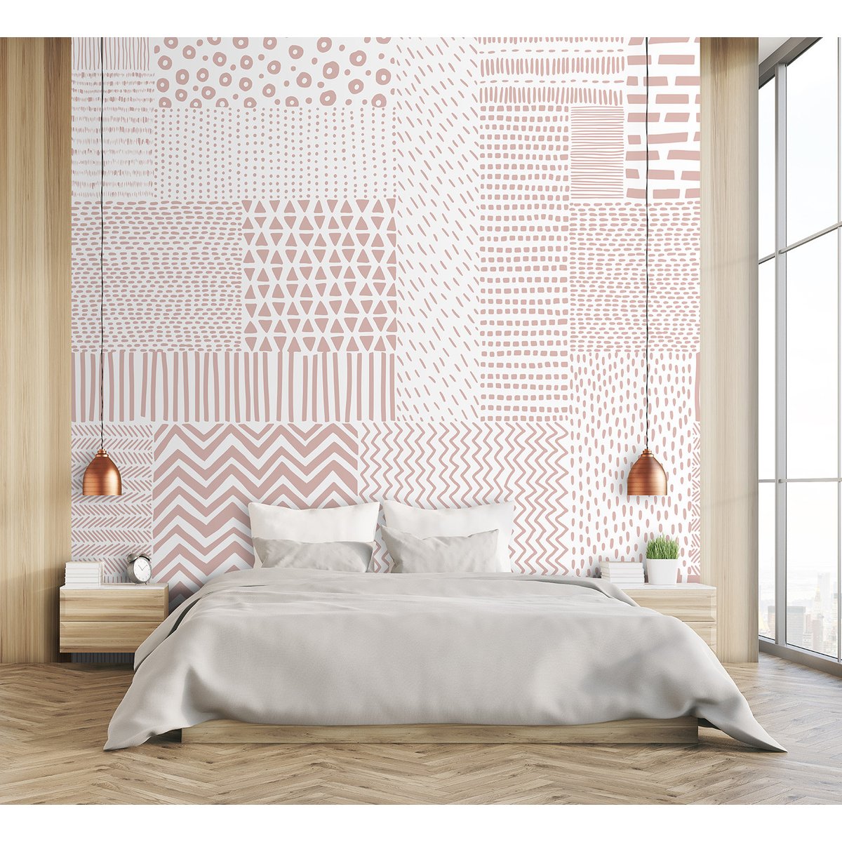 Papier peint panoramique GRAPHIC PATCH rose, LE PAPIERS DE NINON