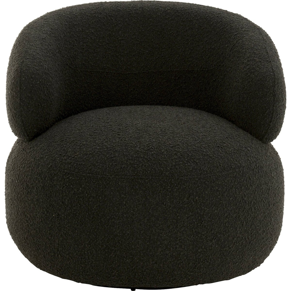 Fauteuil pivotant rond en bois et mousse noir profond texturé, RECOLLECTION