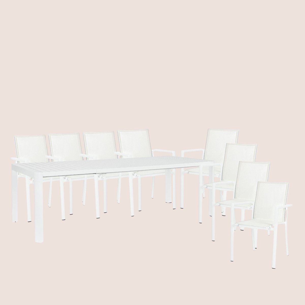 Table de jardin extensible 180/240 et 8 chaises empilables - AVIGNON blanc, HELLIN, DEPUIS 1862