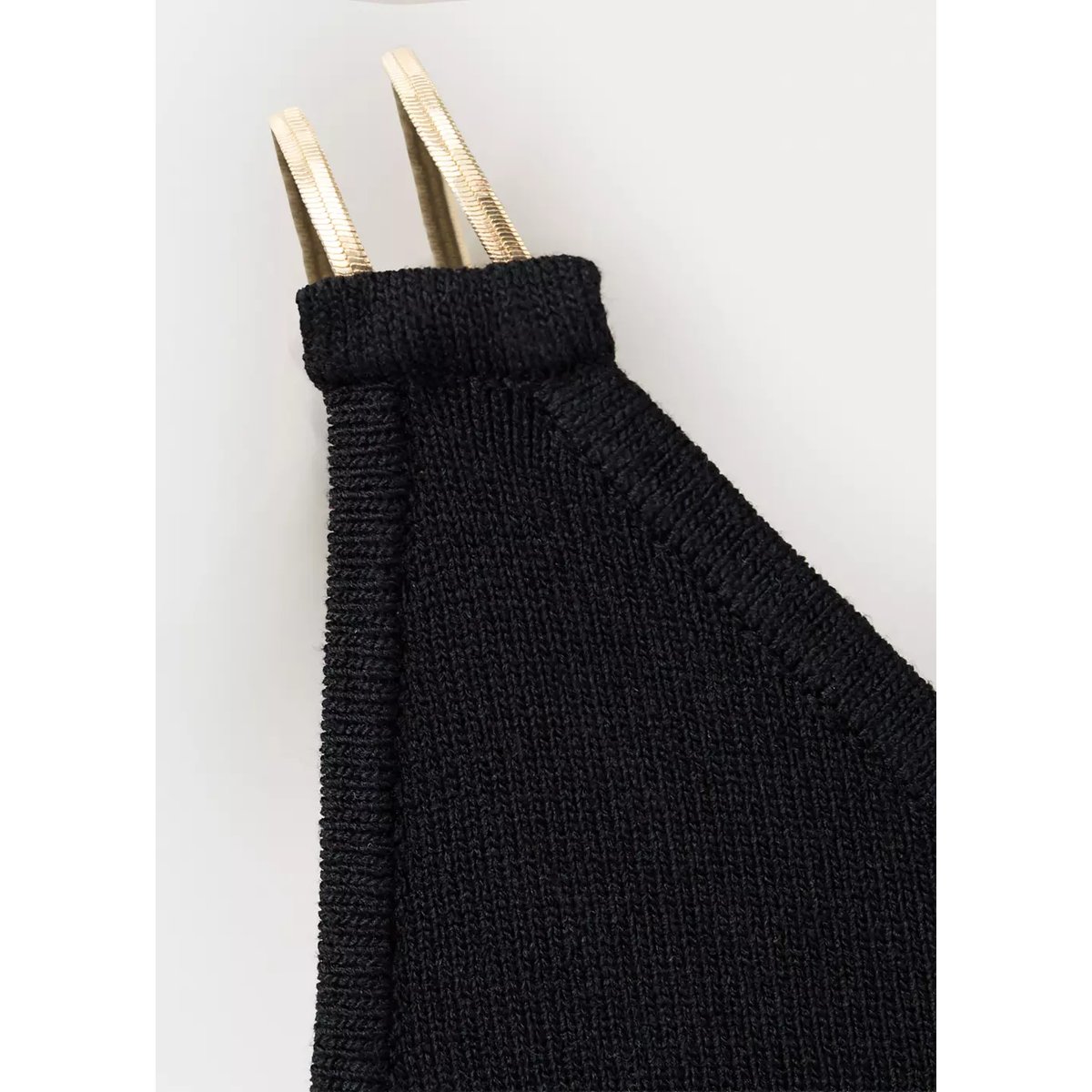 Top en maille à bretelles métalliques noir, MANGO