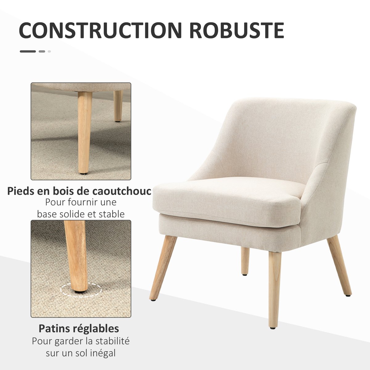 Accent Chair Polyester Beige beige, HOMCOM